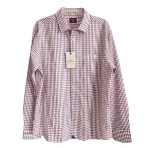 Untuckit Wrinkle Free Men Red and Blue Plaid Button Down Shirt